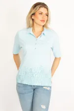 Kadın Haki Polo Yaka Pat Düğmeli Sim Ve Taş Detaylı Bluz 65N34521