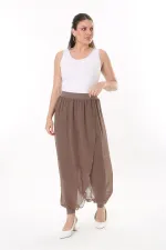 Kadın Büyük Beden Lacivert İçi Viskon Pantolonlu Şifon Anvelop Görünümlü Şalvar   65N37631