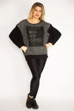 Kadın Siyah Baskı Detaylı İki Renkli Tunik 65N35209