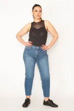 KADIN MAVİ 5 CEP LİKRALI JEAN PANTOLON