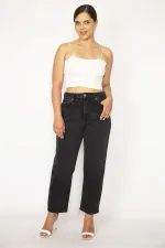 Kadın Büyük Beden Antrasit 5 Cepli Likralı Kot Pantolon