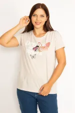 Kadın Vizon Lak Baskılı Bluz 65N34577