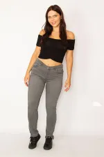 Kadın Gri 5 Cepli Skınny Kot Pantolon 65N34149