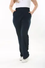 Kadın Büyük Beden Füme Ütü İzi Çima Dikişli Likralı Yan Cepli Pantolon 65N37564