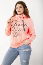 Women's Plus Size Phosphorus Stand-up Collar Inside-Red Sweatshirt 65N37211