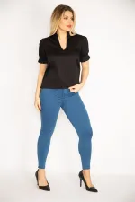 Kadın Beyaz Yaka Ve Kol Ağzı Fırfır Detaylı Poplin Bluz 65N35174