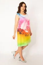 Kadın Renkli Batik Desenli Elbise 65N33613