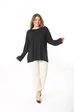 Kadın Büyük Beden Eflatun Bisiklet Yakalı Uzun Kollu Bluz 65N37498