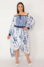 KADIN SAKS MADONNA YAKA ETEĞİ KAPALI ANVELOP ASTARLI KREP ŞİFON ELBİSE