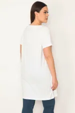 Kadın Beyaz Pamuklu Kumaş Peto Cepli Tunik 65N31752