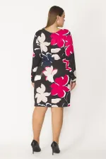 KADIN BEL DETAYLI BİSİKLET YAKALI UZUN KOLLU RENKLİ JARSE ELBİSE