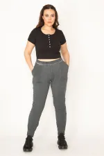 Kadın Füme Yıkamalı Pamuklu Kumaş Eşofman Alt 65N32327