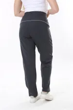 Kadın Büyük Beden Füme Biye Detaylı Yan Cepli Beli Lastikli Eşofman Alt 65N37840