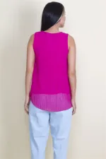 DIŞI ŞİFON İÇ VİSKON ASTARLI PİLİSELİ BLUZ