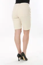 Kadın Büyük Beden Bej 5 Cepli Kot Şort 65N37821