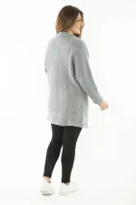 Kadın Büyük Beden Renkli Triko Kalın Hırka 65N37133