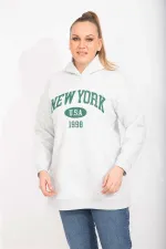 Kadın Gri 3 İplik İçi Şardonlu Kalın Sweatshirt 65N35491