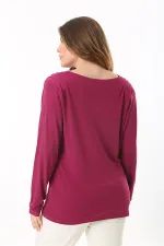 Kadın Büyük Beden Fujya Omuzları Pile Ve Vatka Detaylı Uzun Kollu Bluz 65N37503