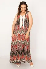 Kadın Gri Ön Pat Düğme Ve Dantel Detaylı Javanez Viskon Elbise 65N33208