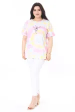 Kadın Büyük Beden Gül Kurusu Bisiklet Yakalı Kısa Kollu Bluz 65N38006