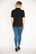 Kadın Beyaz Yaka Ve Kol Ağzı Fırfır Detaylı Poplin Bluz 65N35174