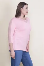 KADIN SOMON YAKA VE KOLLARI TÜL DETAYLI VİSKON BLUZ