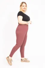 Kadın Büyük Beden Pamuklu Kumaş Kendinden Çizgili Paça Ribana Ve Bel Lastikli Eşofman Alt 65N35591