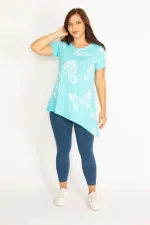 Kadın Mavi Kelebek Desenli Bluz 65N34775