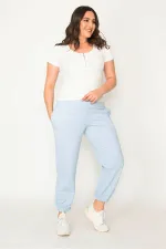 Kadın Gri Pamuklu Kumaş İçi Şardon Paça Ve Bel Lastikli Cep Detaylı Eşofman Alt  65N30436