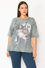 Kadın Renkli Yıkamalı Kumaş Ön Baskılı Bluz 65N28366