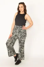 Kadın Kemik Yarım Astarlı Beli Lastikli Pantolon 65N32715