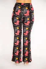 Kadın Renkli Geniş Paçalı Desenli Viskon Tayt 65N34885