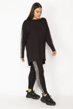 Kadın Siyah Yan Garni Detaylı Bisiklet Yakalı Bluz Ve Beli Lastikli Pantolon Takım 65N28371