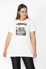 Kadın Kemik Ön Baskılı Kısa Kollu Viskon Bluz 65N27820