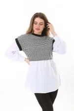 Kadın Büyük Beden Beyaz Kazayağı Ve Poplin Kombinli Tunik 65N37577