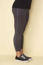 Kadın Füme Yan Şeritli Likralı Jarse Tayt Pantolon 65N28656