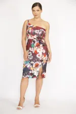 WOMEN'S COLORFUL ONE-SHOULDER STRAP FRONT SLITTLE DRESS