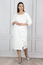 Kadın Kemik Kuşgözü Detaylı Elbise 65N14296