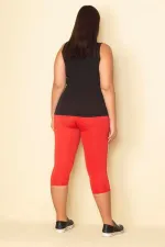 Kadın Kırmızı Yan Şeritli Likralı Jarse Tayt Pantolon 65N28659