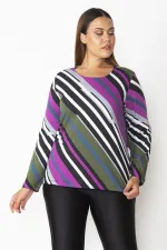 Kadın Renkli Pamuklu Kumaş Renk Kombinli Bluz 65N28380