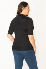 KADIN SİYAH YAKA FULAR BAĞLAMALI BLUZ