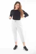 Kadın Büyük Beden Gri Kuşgözü Bağcıklı Eşofman Alt 65N37317