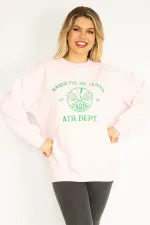 Kadın Pembe 3 İplik İçi Şardonlu Polar Nakışlı Sweatshirt 65N35073