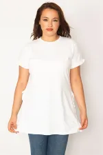 Kadın Beyaz Pamuklu Kumaş Yan Yırtmaçlı Tunik 65N34375