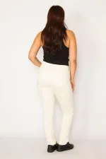 Kadın Kemik Yan Kemer Lastikli Likralı 5 Cep Kot Pantolon 65N34144