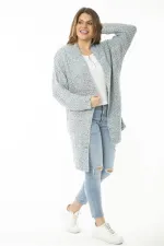 Kadın Büyük Beden Renkli Triko Kalın Hırka 65N37134