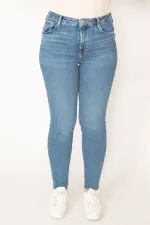 KADIN MAVİ 5 CEP LİKRALI PAÇASI PİS DİKİŞ SKİNNY JEAN PANTOLON