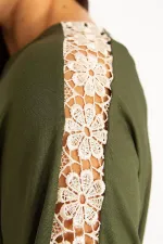 Kadın Bordo Dantel Detaylı Bluz 65N34646