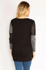 Kadın Siyah Sim Detaylı Bluz 65N35187