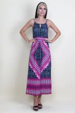 KADIN RENKLİ YAKA DETAYLI ASKILI ELBİSE